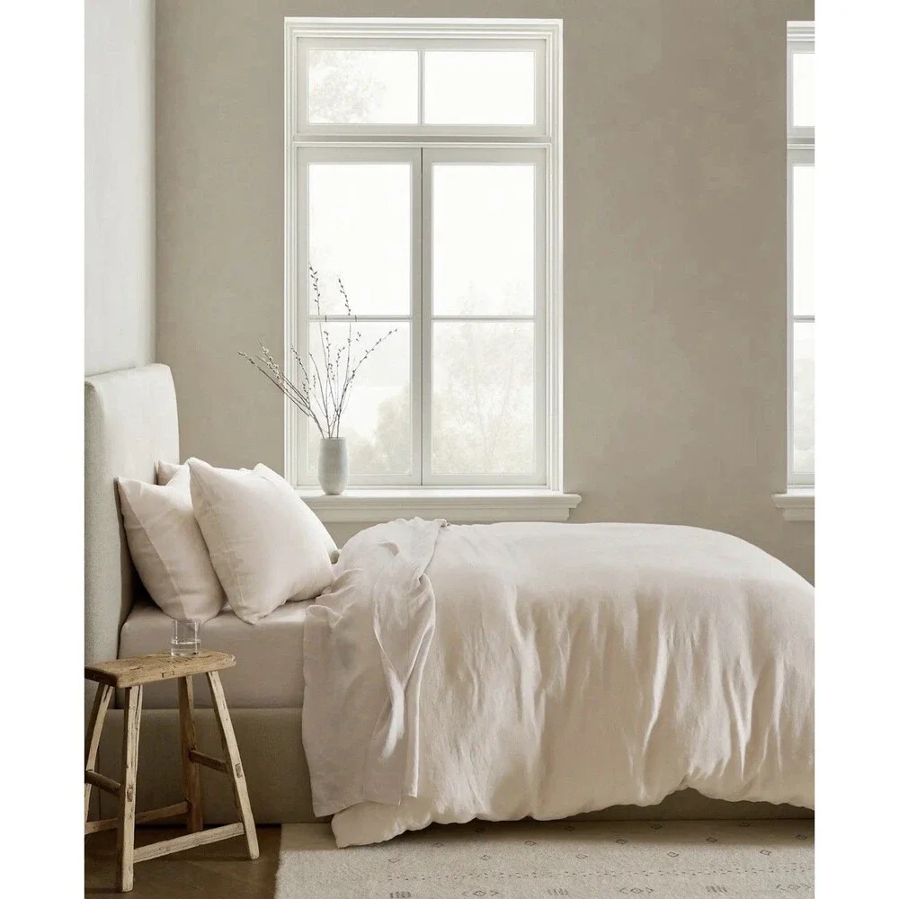 Quince European Linen Duvet Cover Set King Cal King Sand New Hard To Find $214